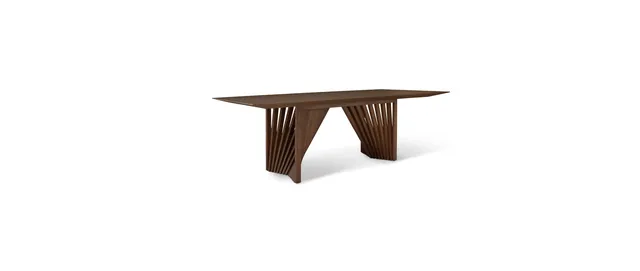 Modern Brazilian Laguna Wooden Top Dining Table Nogal Frame