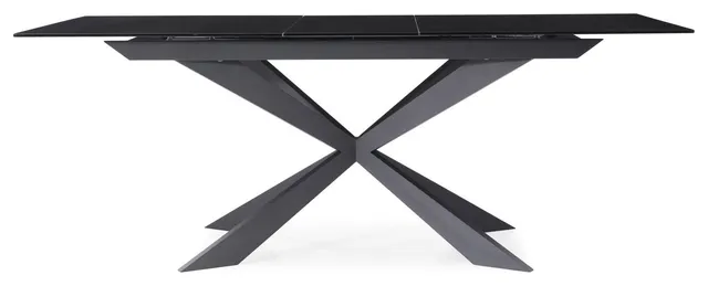 Modern Burton 63-79 Inch Smoked Glass Extension Dining Table Set with 8 Chairs