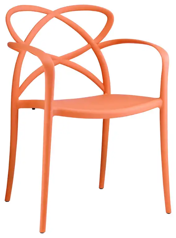 Modern Contemporary Dining Armchair, Orange Plastic