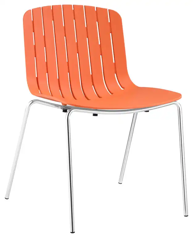 Modern Contemporary Dining Side Chair, Orange Plastic