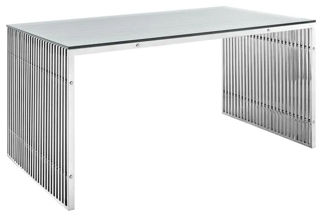 Modern Contemporary Kitchen Stainless Steel Dining Table Silver