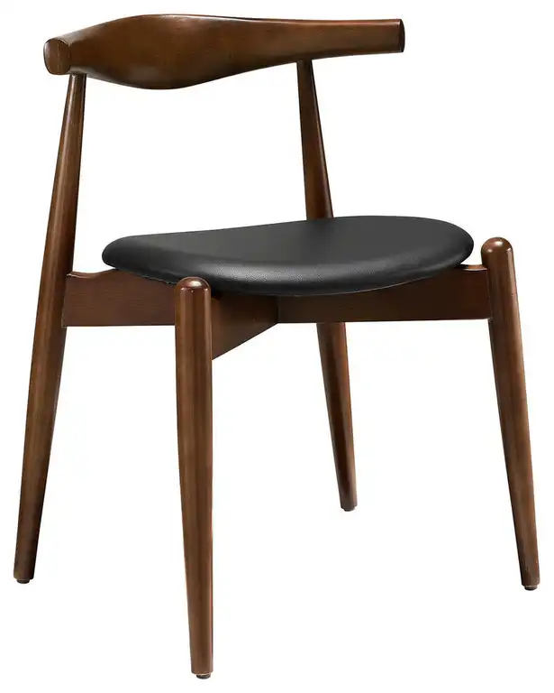 Modern Contemporary Kitchen Wood Dining Side Chair Walnut Black