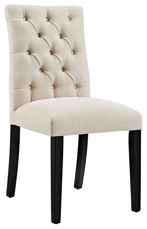 Modern Contemporary Urban Design Kitchen Room Dining Chair, Beige, Fabric Wood