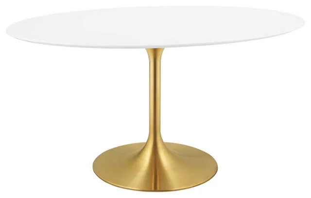 Modern Deco Urban Living Dining Table, Metal Steel Wood, Gold White