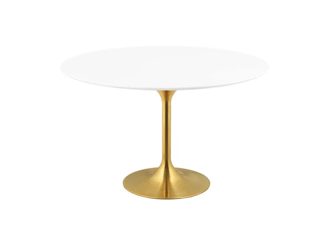 Modern Deco Urban Living Dining Table, Metal Steel Wood, Gold White