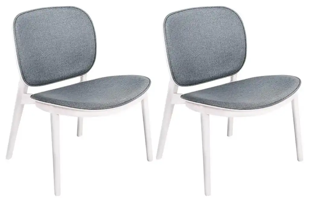 Modern Fabric Seat & Back Armless Dining Side Chair, Set of 2, Grey 2