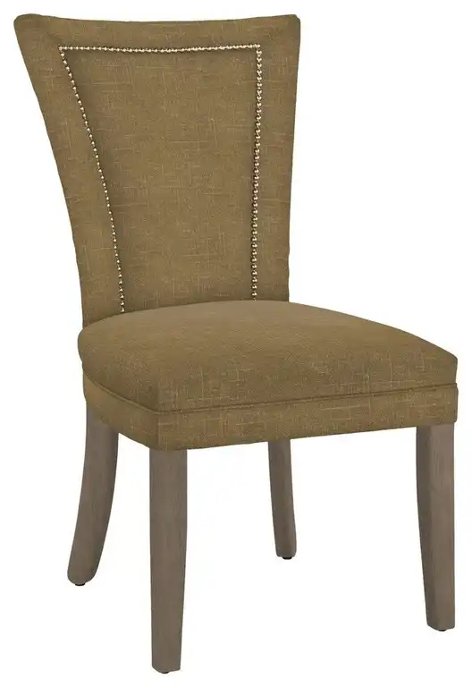 Modern Hekman Woodmark Jeanette Dining Chair With Antique Brass Nailhead Trim