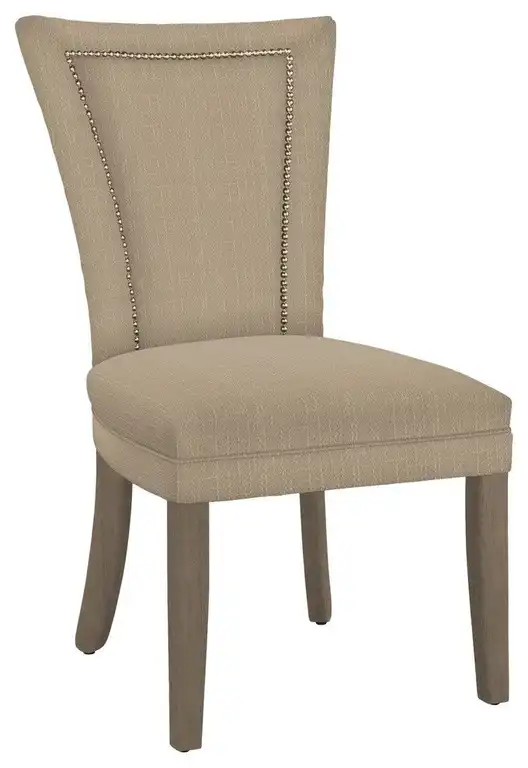Modern Hekman Woodmark Jeanette Dining Chair With Antique Brass Nailhead Trim