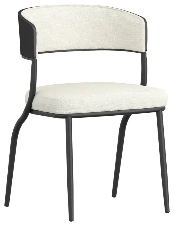Modern Performance Fabric/Bentwood/Metal Dining Chair,Set of 2, Ivory/Black