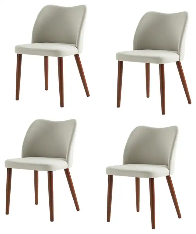 Modern Polyester Upholstered Dining Chair Set of 4, Gray