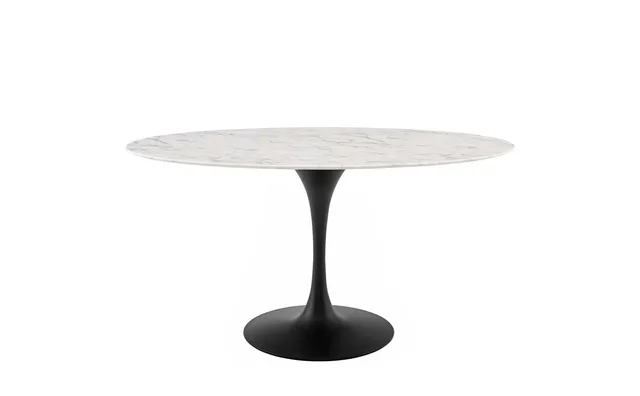 Modern Room Oval Dining Table, Artificial Marble Stone Metal, Black White