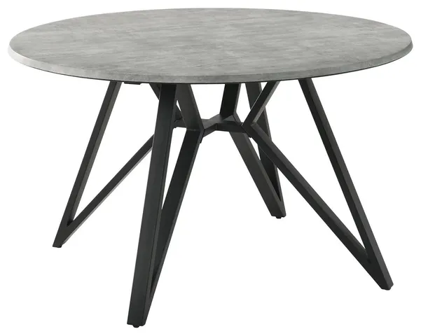 Modern Round Dining Table with Faux Concrete Top & Butterfly Metal Base