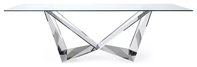 Modern Serra 94 Inch Clear Glass Dining Table Set with 8 Chairs