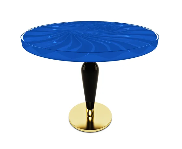 Modern Spiral Wavy Dining Table, Epoxy Resin & Wood, Blue