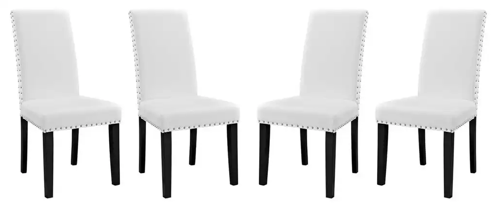 Modern Urban Living Dining Side Chair, Set of 4, Faux Vinyl Leather, White