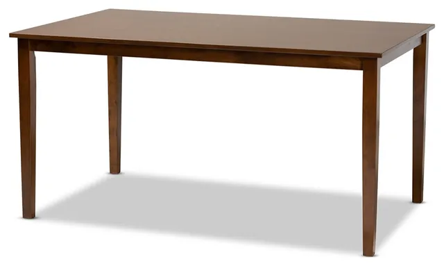 Modern Walnut Brown Finished Rectangular Wood Dining Table