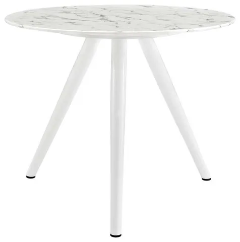 Modern White Tulip 36" Round Artificial Marble Dining Table with Tripod Base