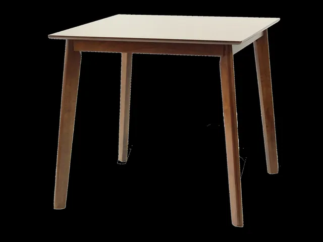 Modern Wood Dining Table, Medium Brown Finish, Mandy Square