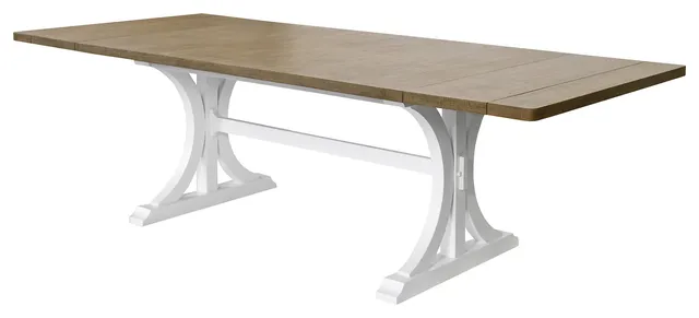 Modern Wood Rectangular Trestle Base Kitchen Dining Table, Brown