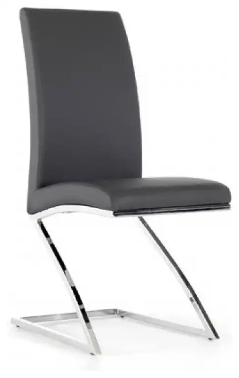 Modrest Angora Modern Dining Chairs, Set of 2, Gray, Chrome,