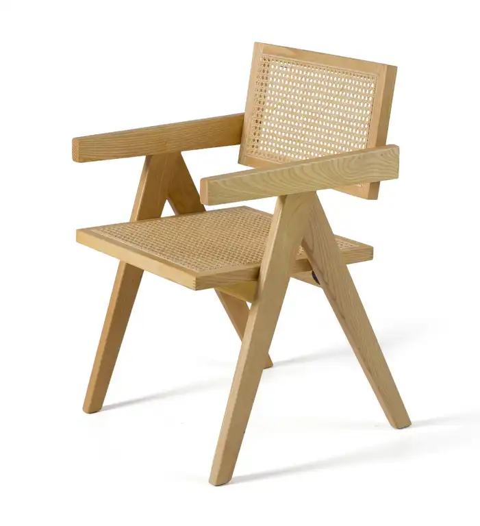 Modrest Aurora Light Rattan and Natural Ash Folding Dining Arm Chair