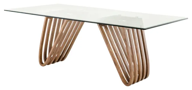 Modrest Draper Contemporary Walnut and Glass Dining Table