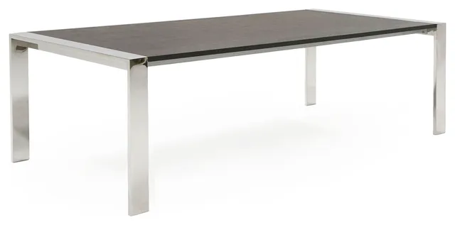 Modrest Fauna Modern Elm Grey and Stainless Steel Chrome Dining Table