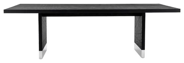 Modrest Kenda, Modern Black Ash/Stainless Steel Dining Table