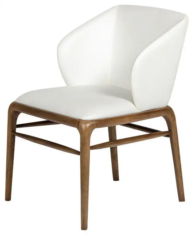 Modrest Kipling Modern Cream and Walnut Dining Chair