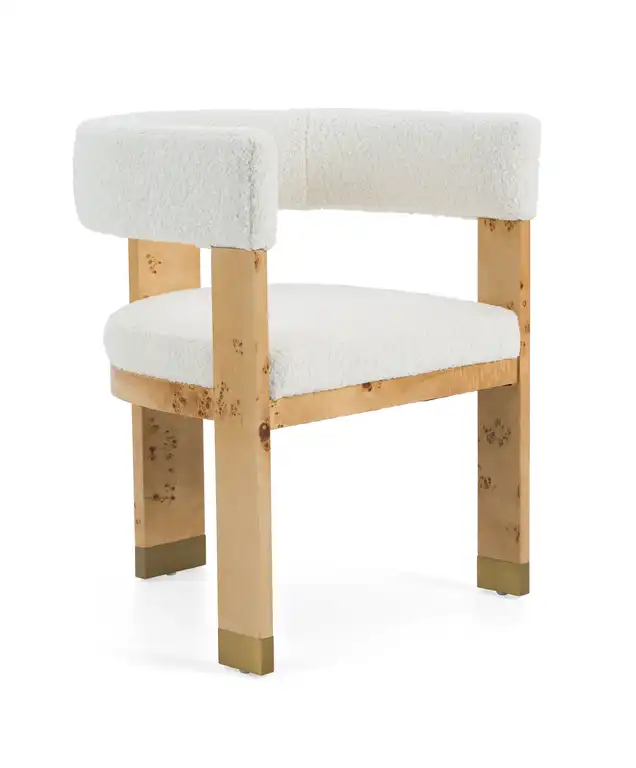 Modrest Letha Modern Cream Fabric + Burl Dining Chair