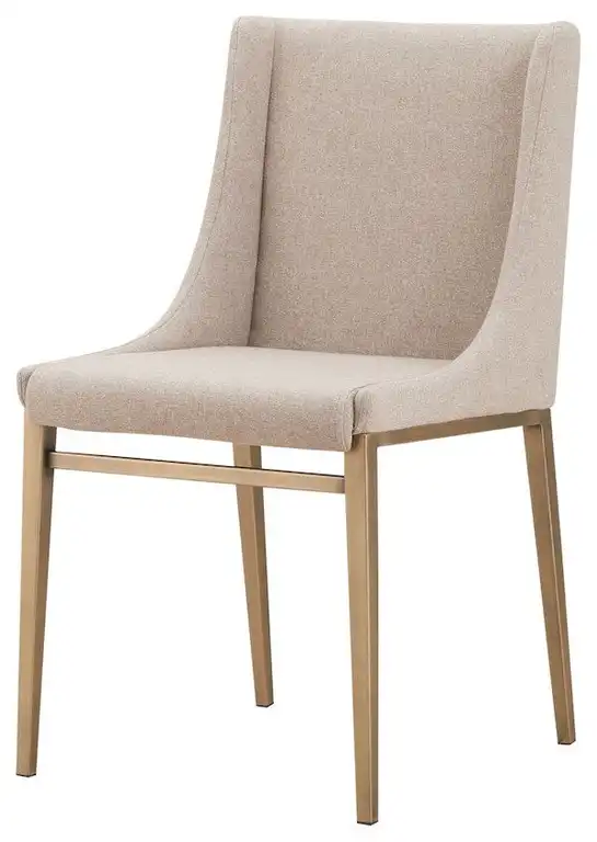 Modrest Mimi, Contemporary Beige/Brass Dining Chair, Set of 2