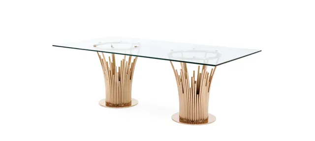 Modrest Paxton Modern Glass and Rosegold Dining Table