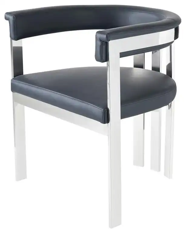 Modrest Pontiac 19" Modern Vegan Leather & Stainless Steel Dining Chair in Black