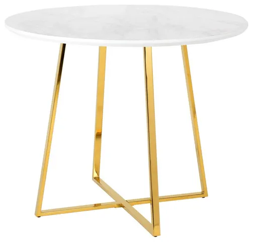 Modrest Swain Modern White Paper Marble Round Dining Table