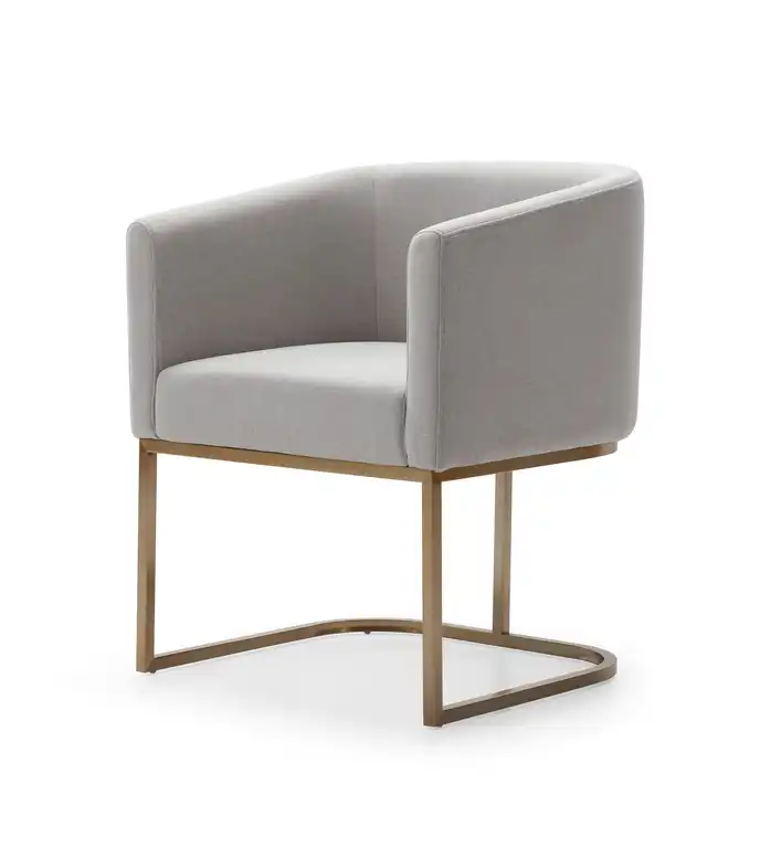 Modrest Yukon Modern Light Grey Fabric + Antique Brass Dining Chair
