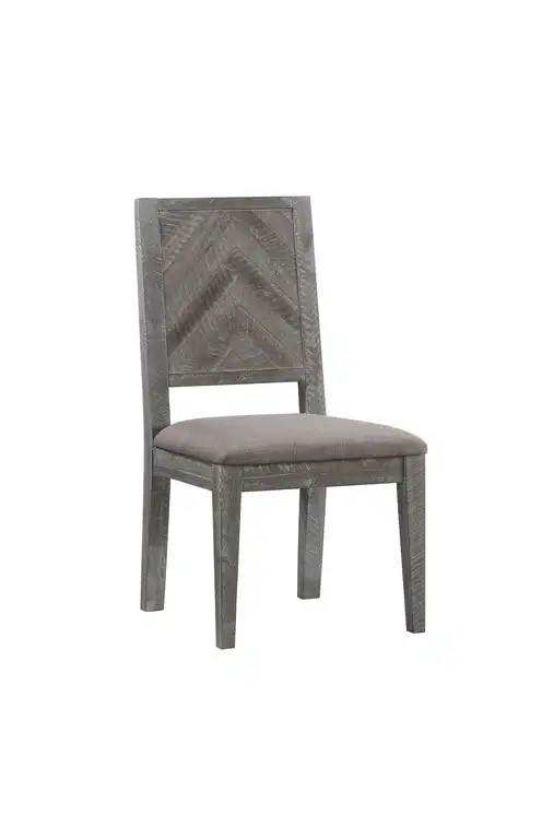 Modus Herringbone Solid Wood Upholstered 2 Dining Chair in Rustic