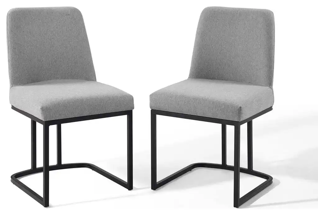 Modway Amplify Sled Base Upholstered Fabric dining chairs Set of 2