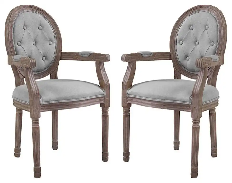 Modway Arise Vintage French Dining Armchair Set of 2, Gray -EEI-3106-LGR-SET