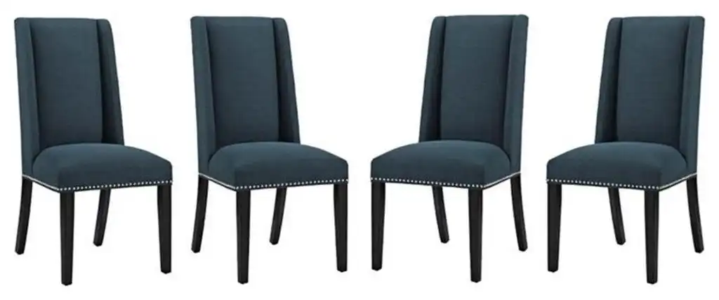 Modway Baron 20.5" Solid Rubberwood Polyester Dining Chair in Azure (Set of 4)