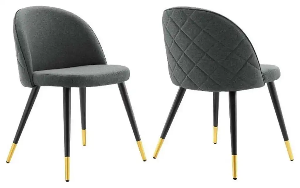 Modway Cordial 18" Fabric & Metal Dining Chairs in Black/Gray (Set of 2)