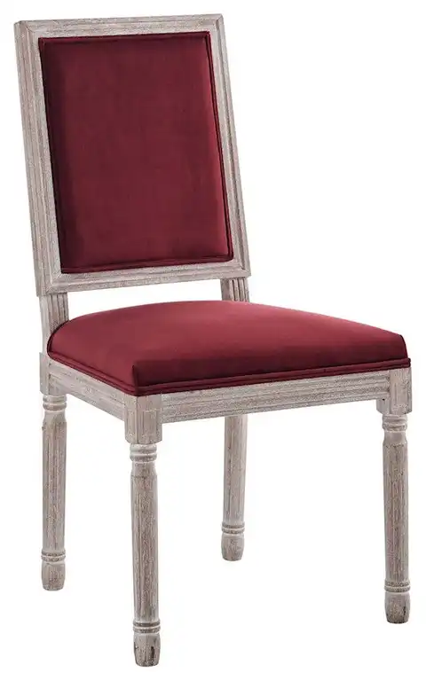 Modway Court French Vintage Velvet Dining Side Chair, Maroon -EEI-4662-NAT-MAR