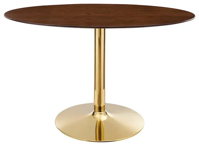 Modway Furniture Verne 48" Oval Dining Table in Gold/Walnut -EEI-4751-GLD-WAL