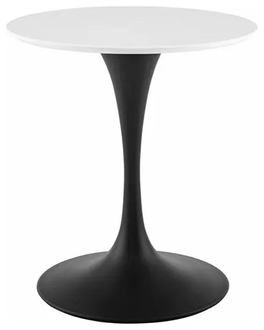 Modway Lippa 28" Round Wood and Metal Dining Table in Black/White