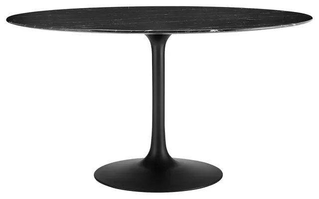 Modway Lippa 54" Artificial Marble Dining Table, Black Black