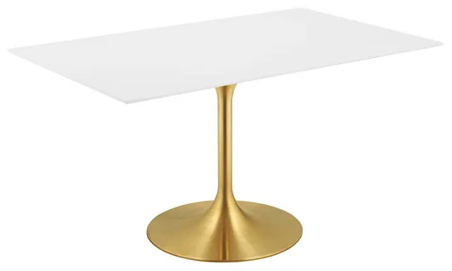 Modway Lippa 60" Rectangle Wood Dining Table in Gold/White -EEI-3256-GLD-WHI