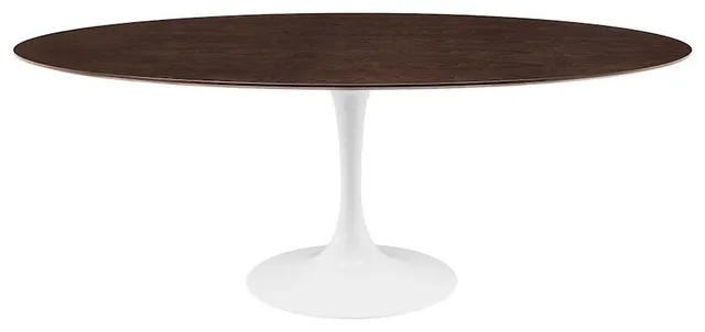 Modway Lippa 78" Oval Dining Table in White/Cherry Walnut -EEI-5196-WHI-CHE