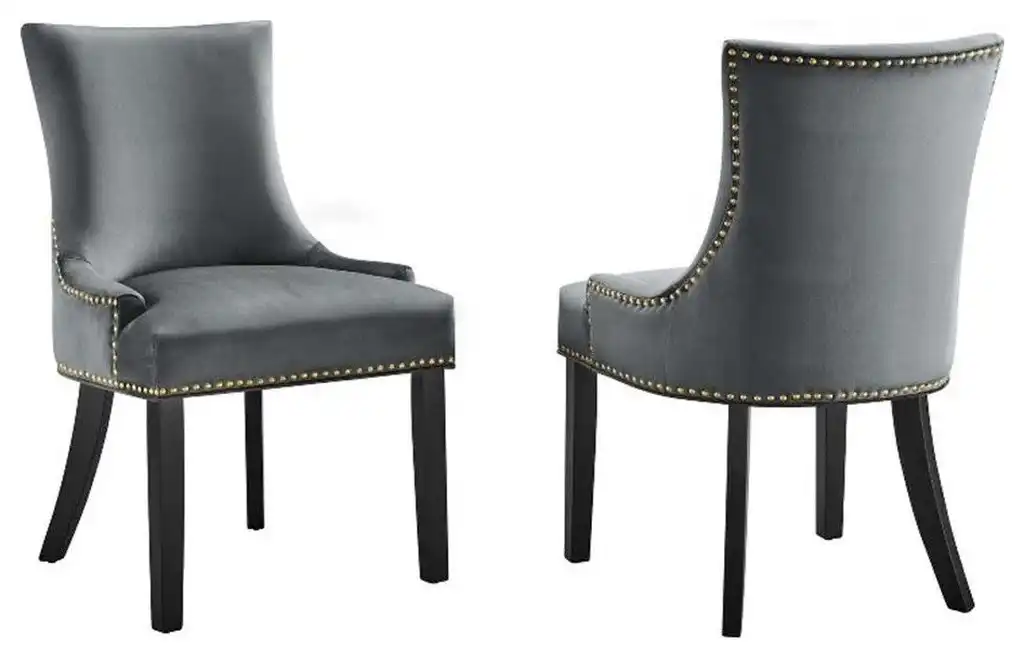 Modway Marquis 20.5" Velvet Dining Side Chairs in Gray/Black (Set of 2)