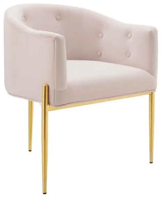 Modway Savour Tufted Performance Velvet Stainless Steel Accent Chair in Pink