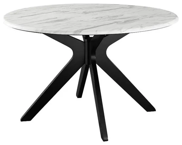 Modway Traverse 50" Round Modern Artificial Marble Dining Table in White/Black