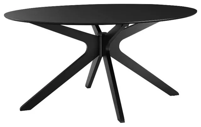 Modway Traverse 63" Oval Modern Rubberwood Dining Table in Black